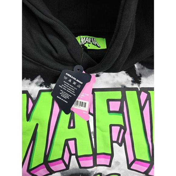 Airrack Mafia Inc Hoodie Mens Large Black Graphic Pullover Streetwear Sweatshirt - Picture 3 of 8